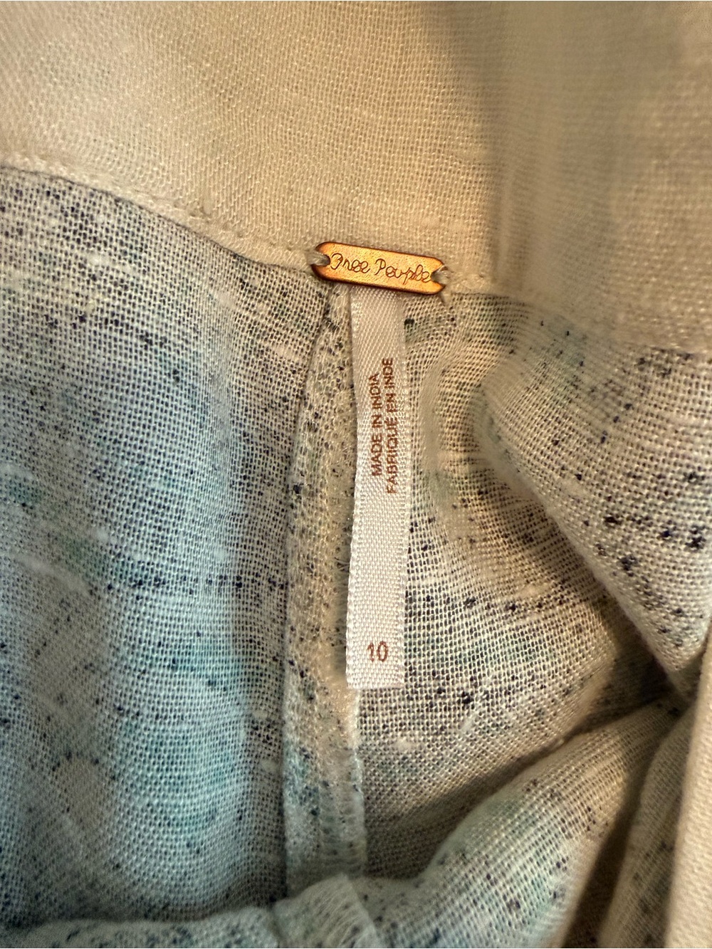 Free People Cream Shorts with Pale Blue Speckle Embroidery - Picture 2 of 3
